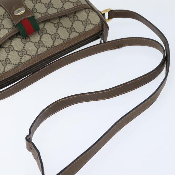 GUCCI GG Supreme Web Sherry Line Bag PVC Beige Gold 89 02 032 Auth 150998 - Picture 7 of 16